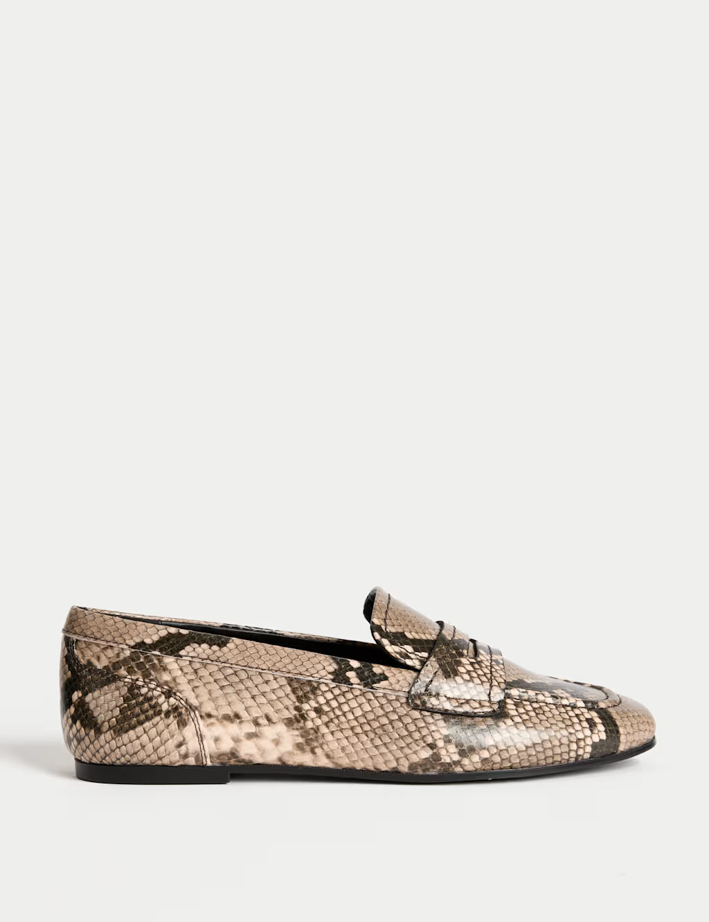 Snake Print Flat Loafers